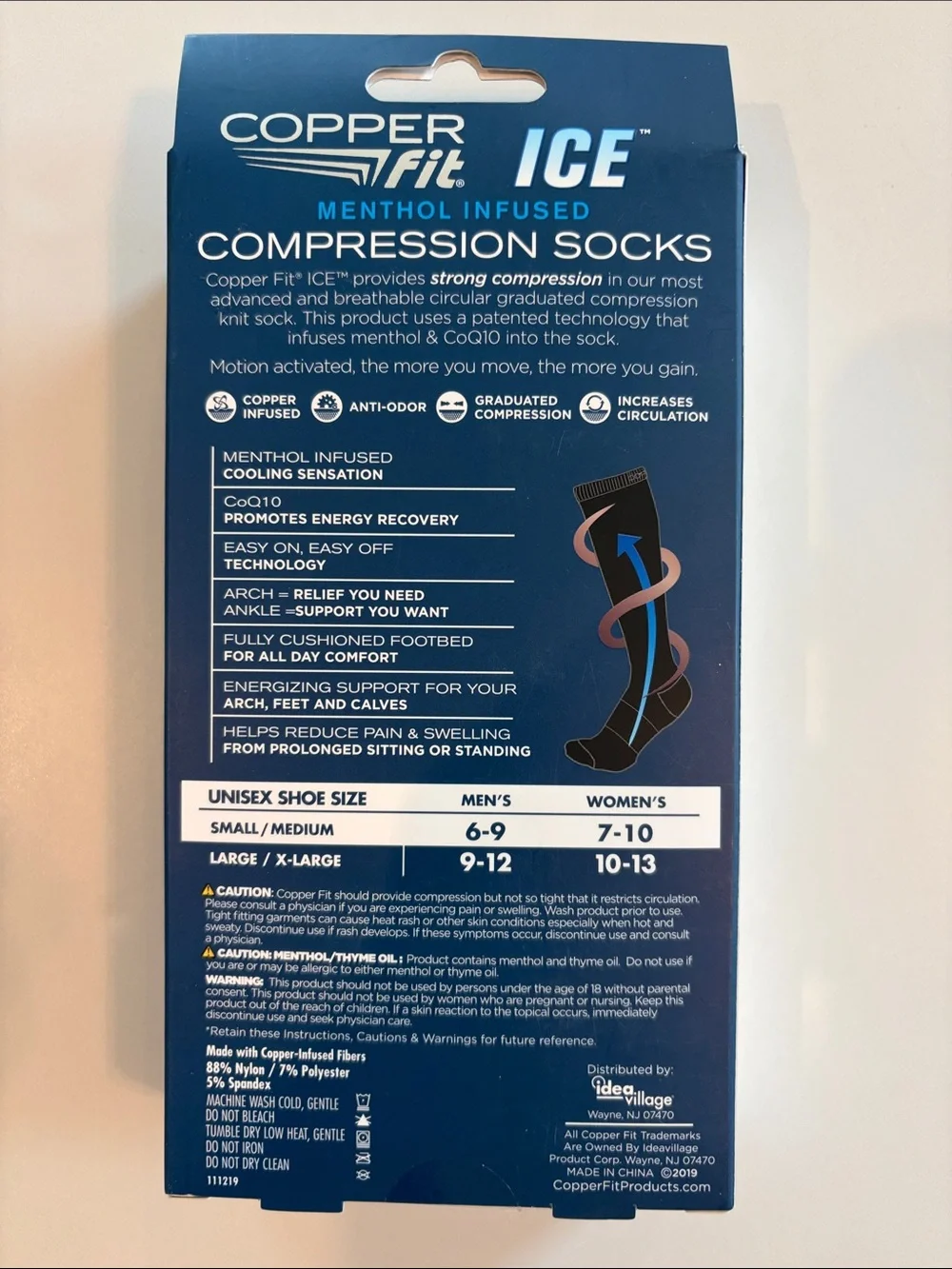 Copper Fit Ice Menthol Infused Compression Socks Womens Medium Shoe Size 7 - 10